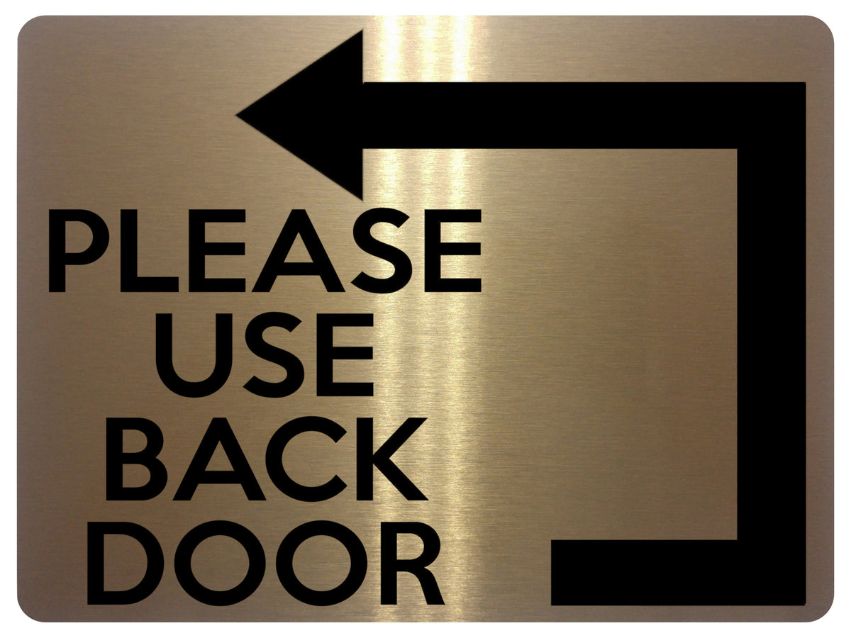 1959 PLEASE USE BACK DOOR Arrow Direction Left Gate Metal Aluminium Pl ...