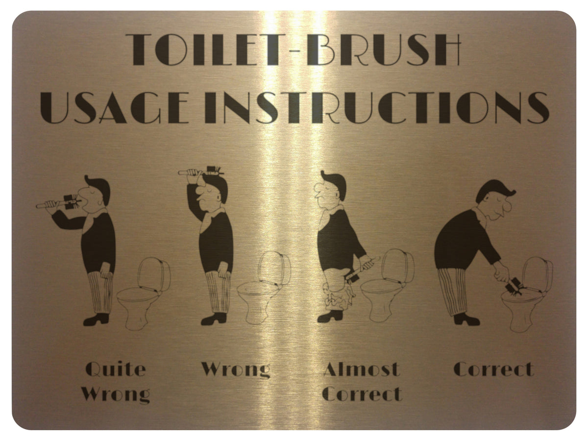 UV033 TOILETBRUSH USAGE INSTRUCTIONS Funny Metal Aluminium Plaque Sig