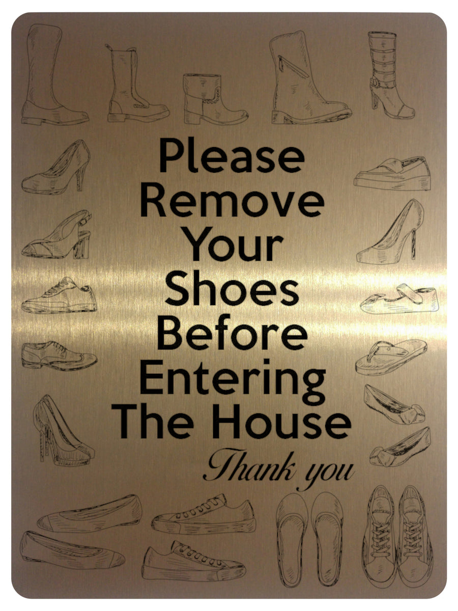 Please Remove Your Shoes Sign (White Acrylic 5 X 3.5 In) - No Shoes Sign For Your - Foto 3