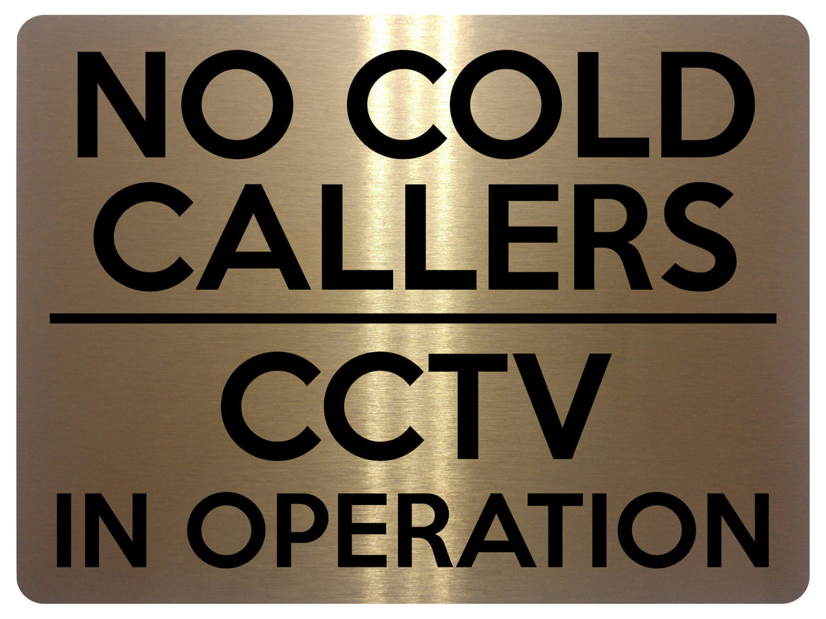 V Safety Schild 'Polite Notice: No Cold Callers, CCTV In Operation' – Fensteraufkleber 200x150 Mm, Blau