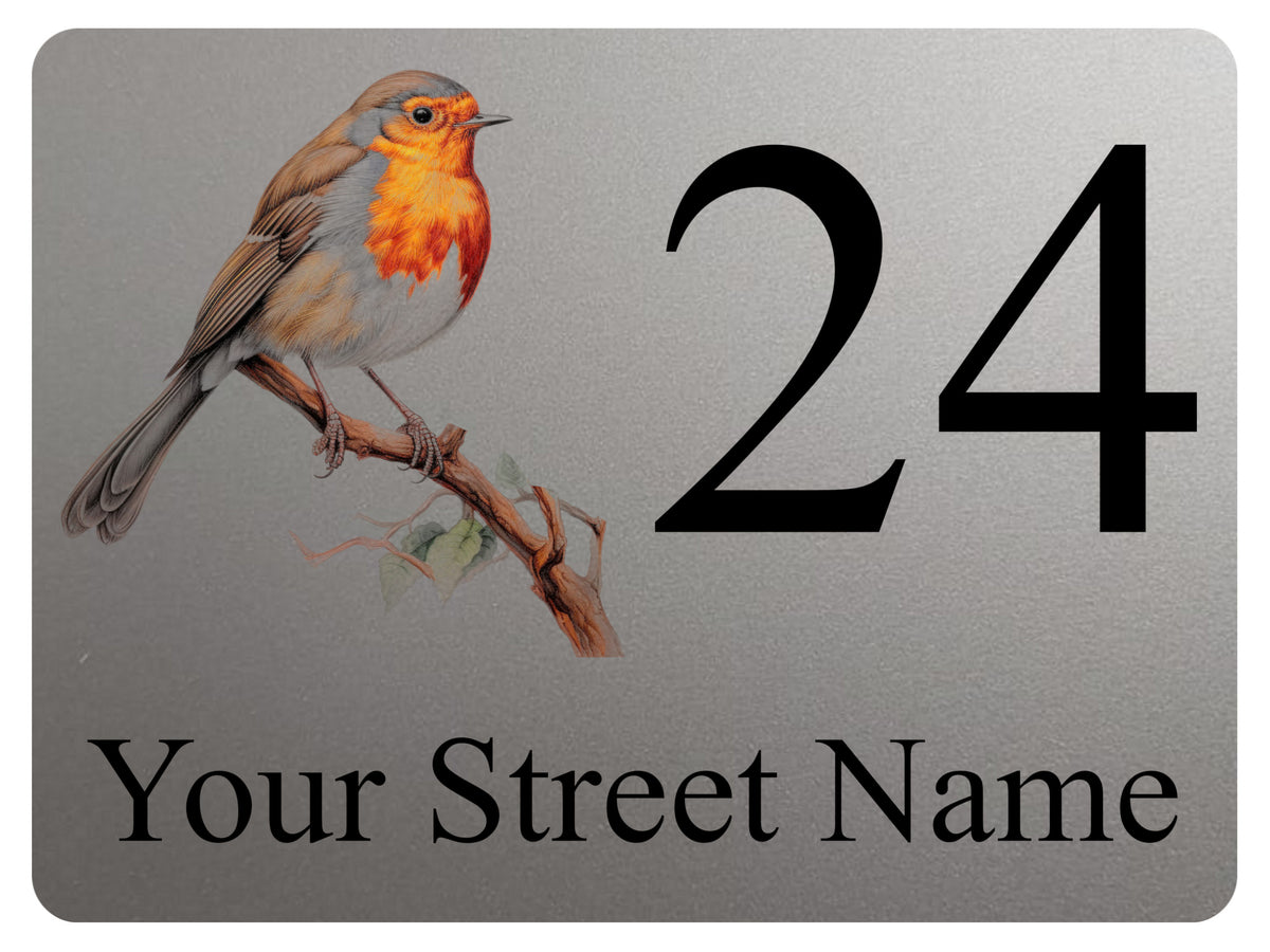 2269 Custom Personalised Address Robin Door Gate Metal Aluminium Sign Plaque