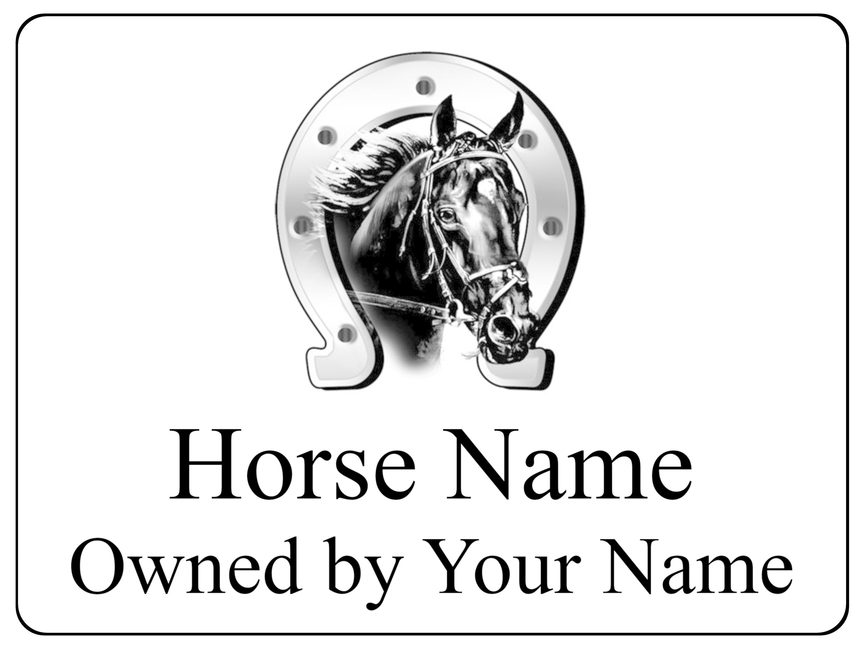 UV065 Custom Personalised Horse Pony Stable Door Metal Aluminium Plaque Sign A4