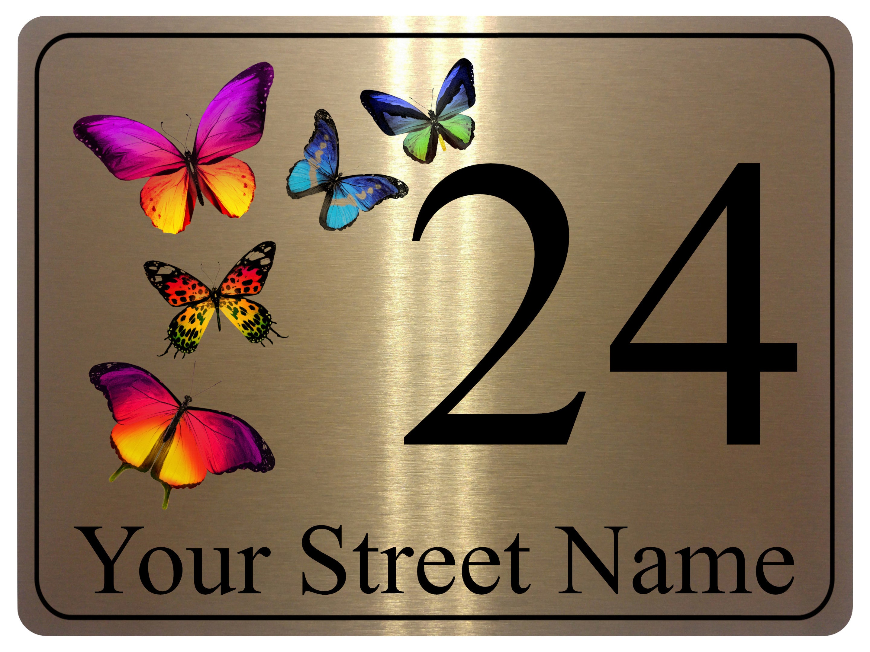 2211 Custom Personalised Address Butterflies Door Metal Aluminium Sign Plaque