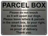 1MM UV414 PARCEL BOX Do not Knock Smart Box Letters Aluminium Metal Plaque Sign