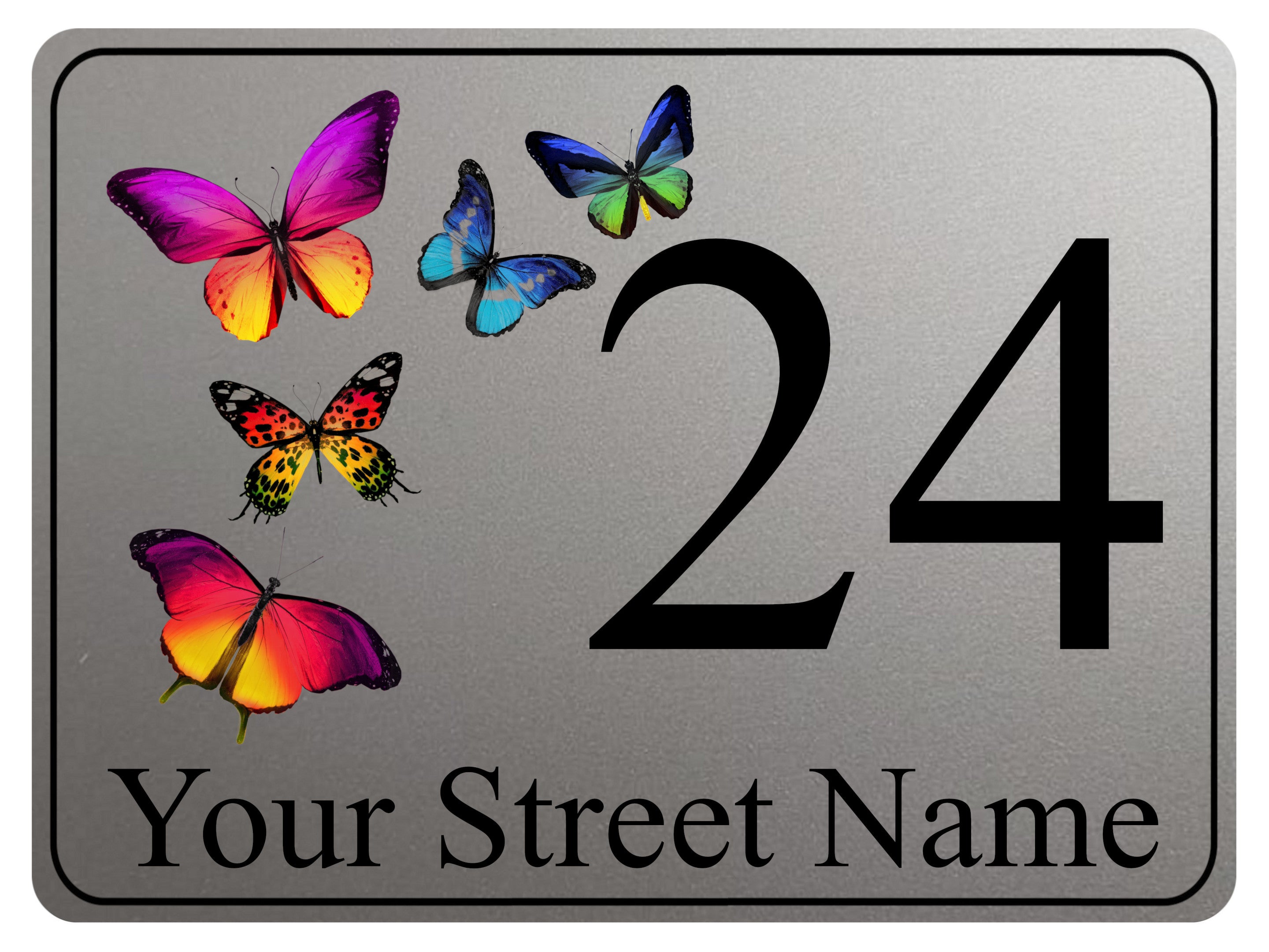 2211 Custom Personalised Address Butterflies Door Metal Aluminium Sign Plaque