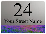 2344 Custom Personalised Address Metal Aluminium Sign Plaque Heather Flower Door