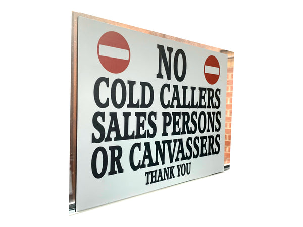 UV023 NO COLD CALLERS Door Gate House Office Metal Aluminium Dibond Plaque Sign