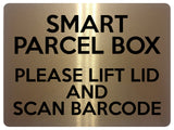 2233 Smart Parcel Box Lift Lid And Scan Barcode Metal Aluminium Plaque Sign