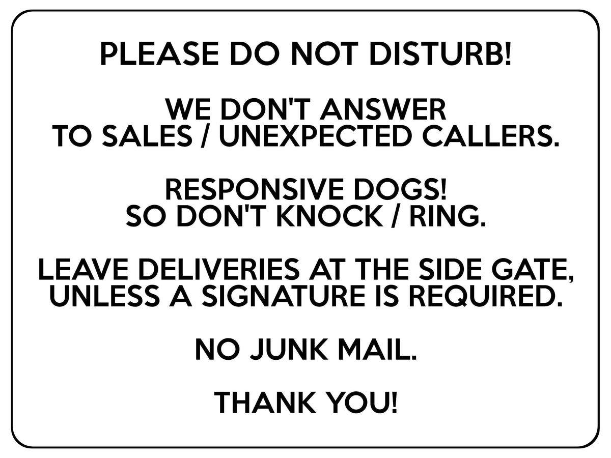 2317 Please do not Disturb NO JUNK MAIL Door Gate Metal Aluminium Plaque Sign