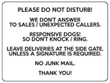 2317 Please do not Disturb NO JUNK MAIL Door Gate Metal Aluminium Plaque Sign