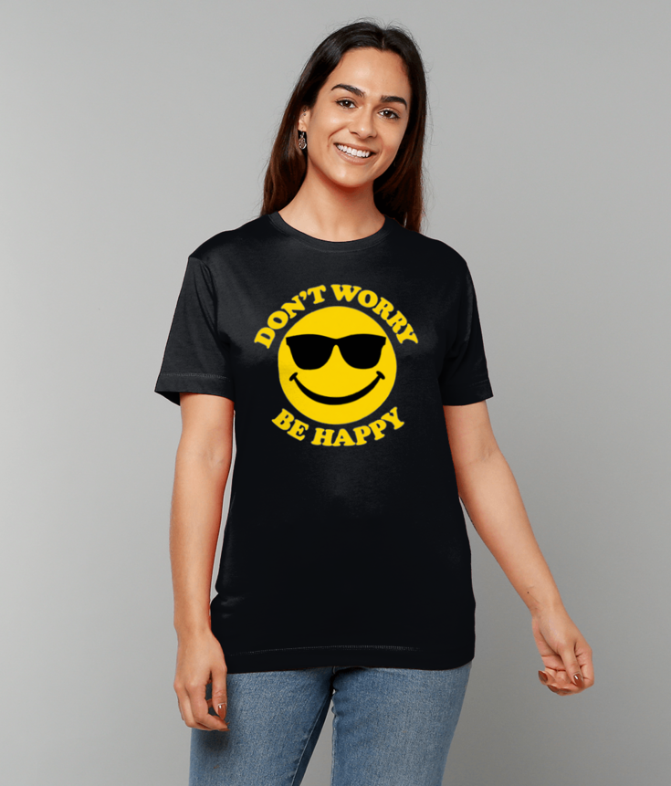 411 Don't Worry Be Happy Mens Unisex T-Shirt Tee
