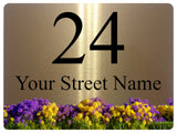 2345 Custom Personalised Address Metal Aluminium Sign Plaque Flowers Door Gate