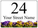 2345 Custom Personalised Address Metal Aluminium Sign Plaque Flowers Door Gate