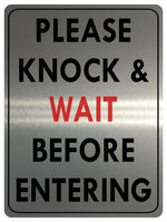 UV126 KNOCK & WAIT BEFORE ENTERING metal Aluminium Plaque Sign Door A4 Size