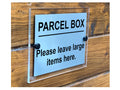 M043 PARCEL BOX Please leave large items here. Modern Acrylic Aluminium Sign Plaque