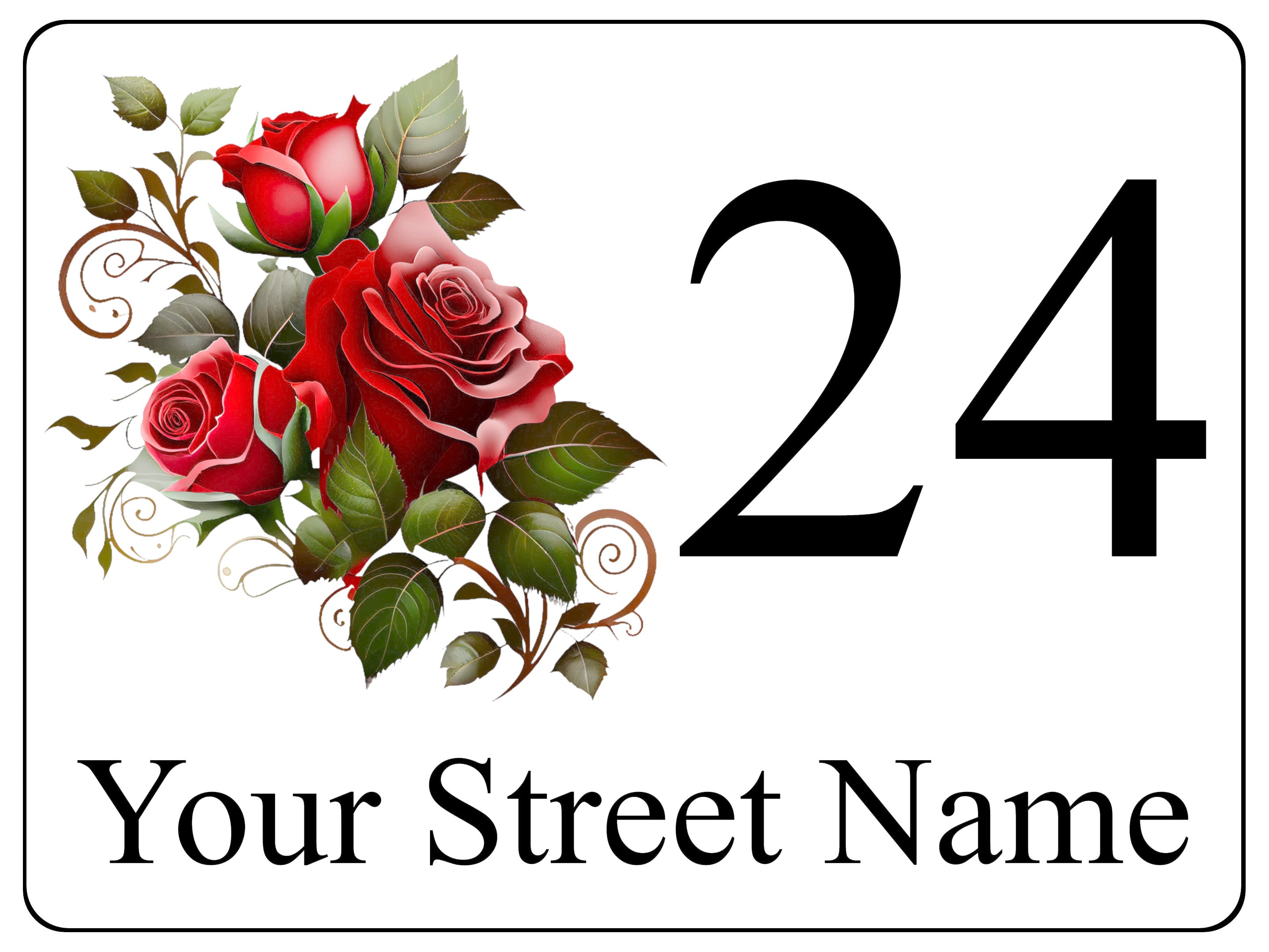 S037 Custom Personalised Address Rose Door Gate Window Sticker Vinyl