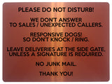 2317 Please do not Disturb NO JUNK MAIL Door Gate Metal Aluminium Plaque Sign