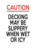 P161 CAUTION Decking May Be Slippery When Wet Or Icy Plastic PVC Plaque Sign Card