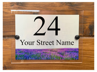 M048 Custom Personalised Address Modern Acrylic Aluminium Sign Plaque Heather Flowers