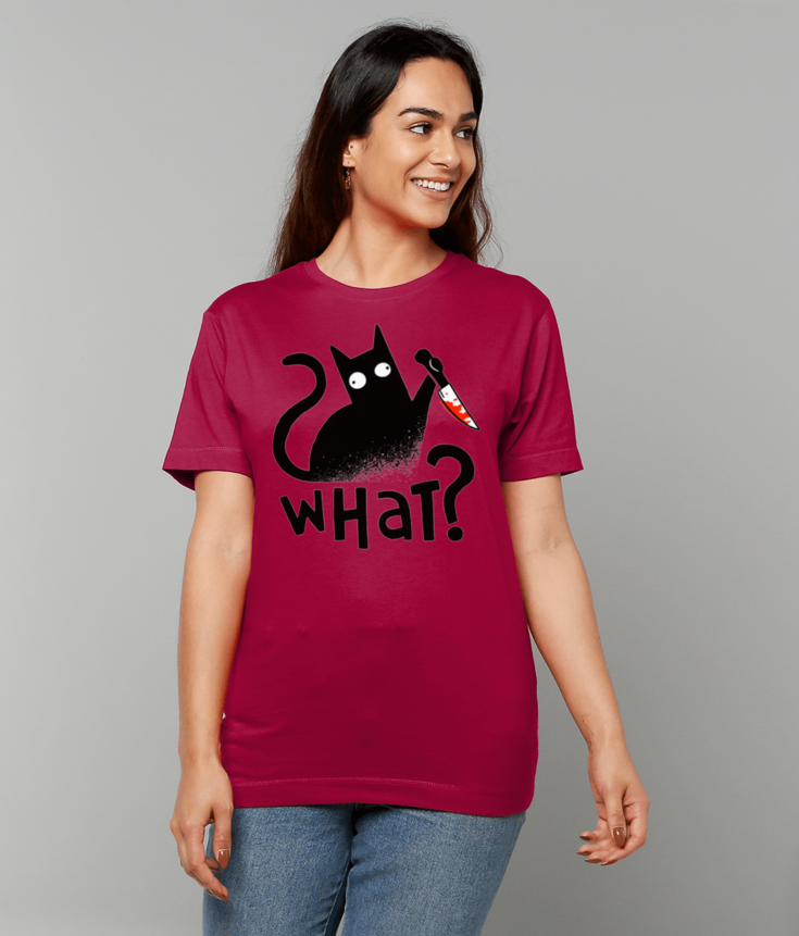352 Cat with Knife T-Shirt Funny Tee