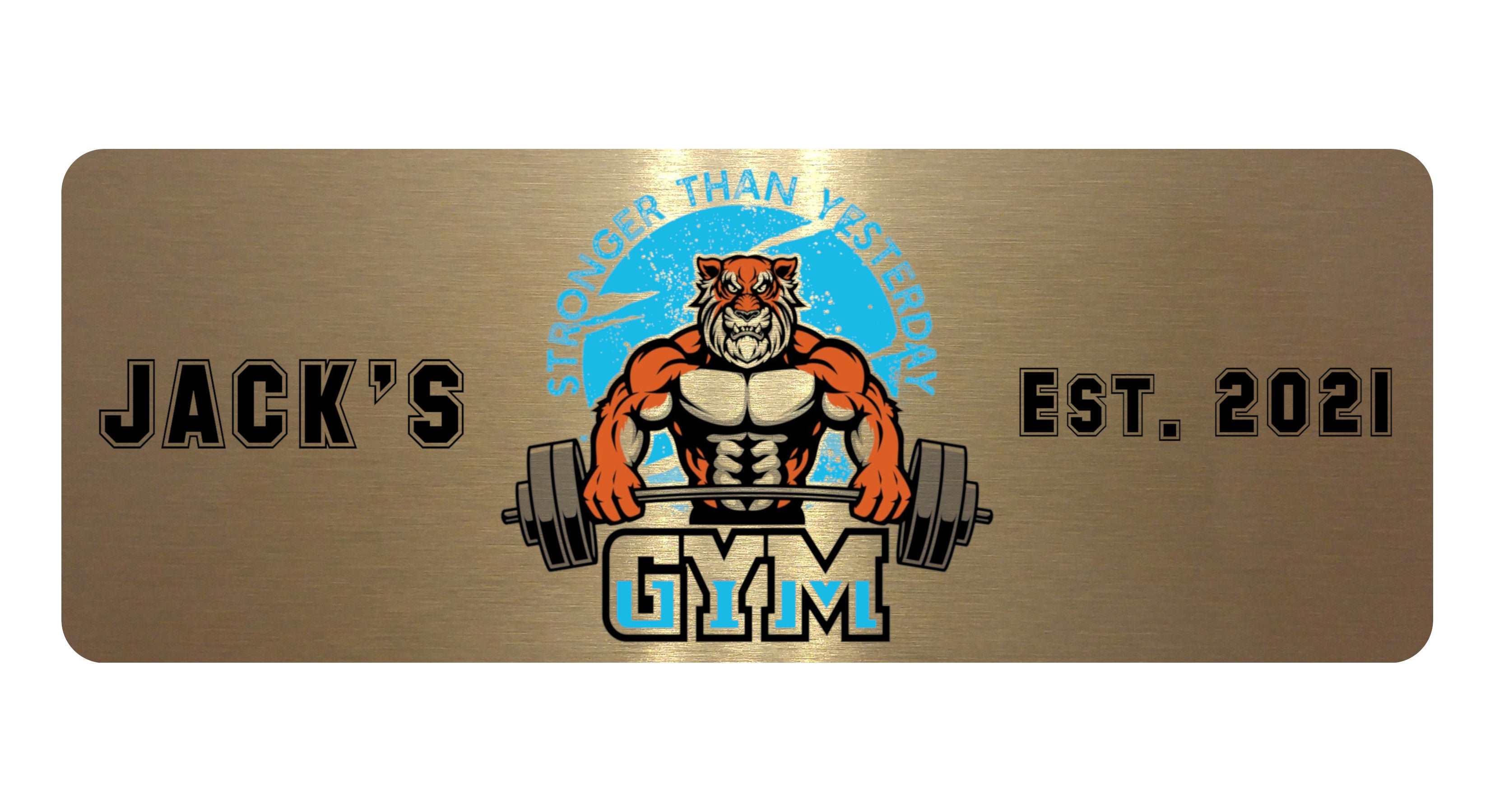 1016 Custom Personalised Tiger Gym Metal Aluminium Sign Plaque Fitness Door Wall