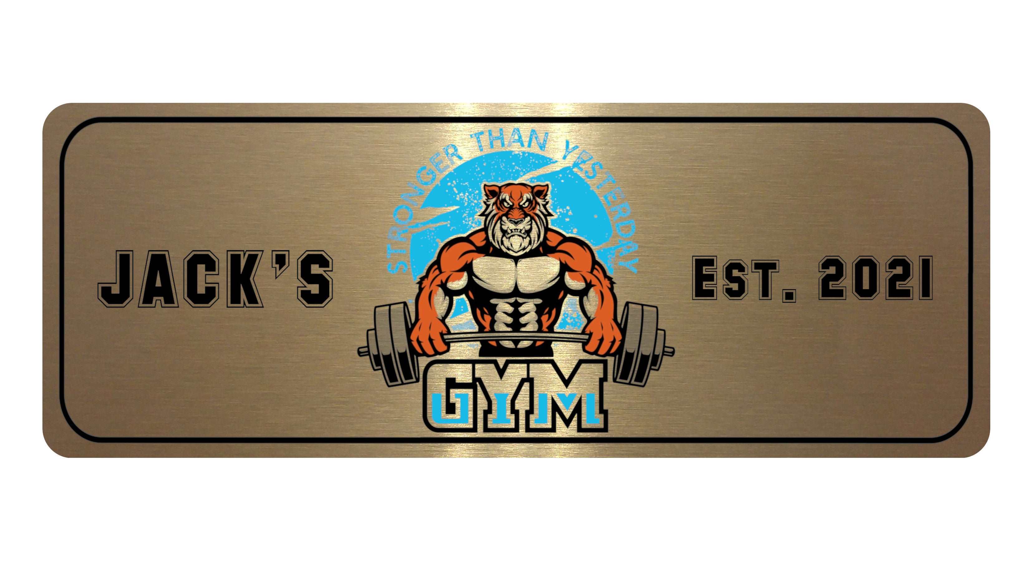 1017 Custom Personalised Tiger Gym Metal Aluminium Sign Plaque Fitness Door Wall