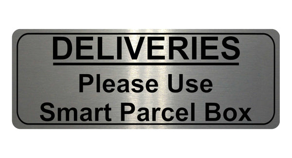 1241 DELIVERIES Please Use Smart Parcel Box Metal Aluminium Plaque Sign House Office