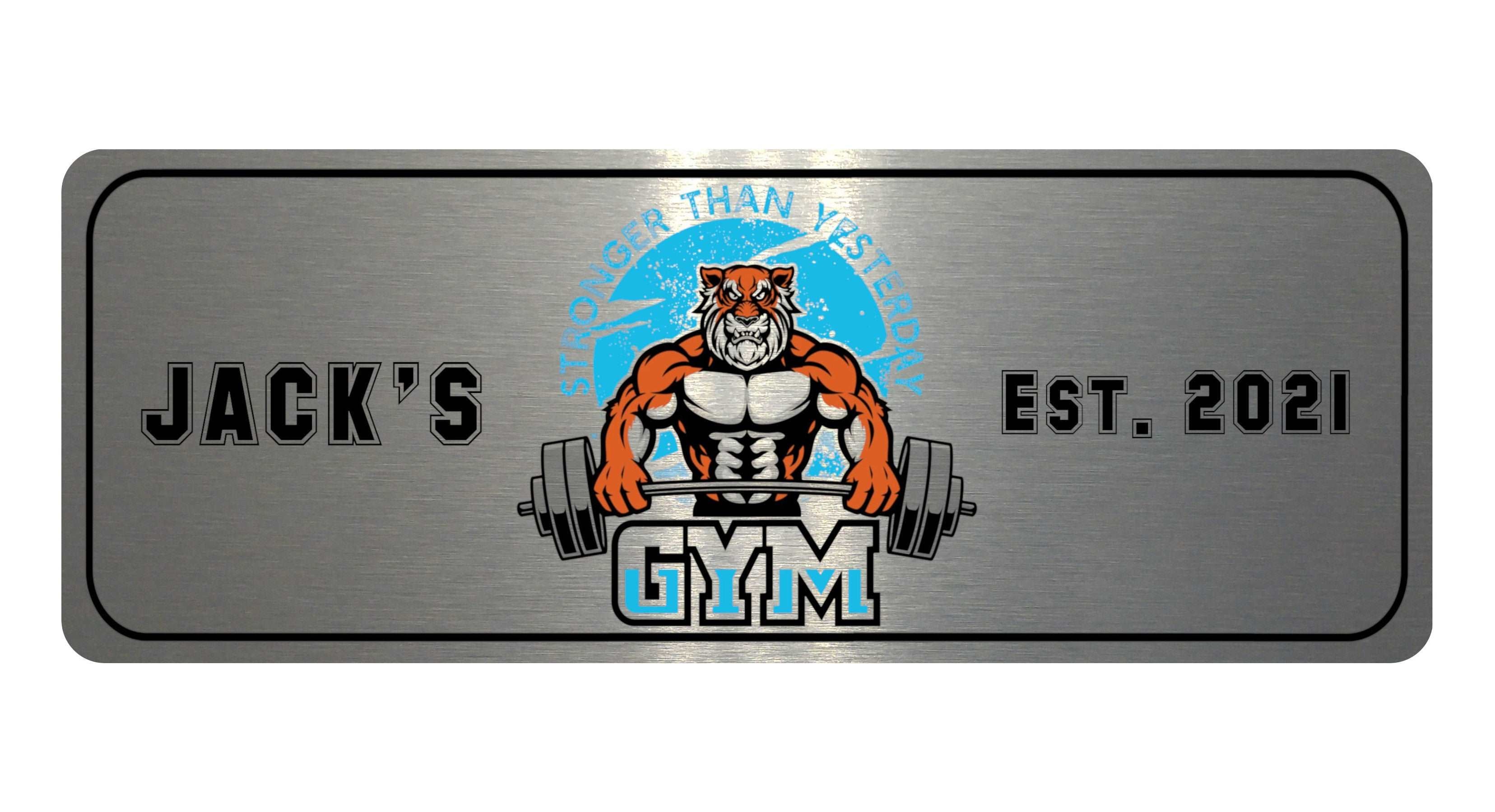 1017 Custom Personalised Tiger Gym Metal Aluminium Sign Plaque Fitness Door Wall