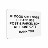 B154 IF DOGS ARE LOOSE Metal Aluminium Garden Plaque Sign Post & Parcel Box