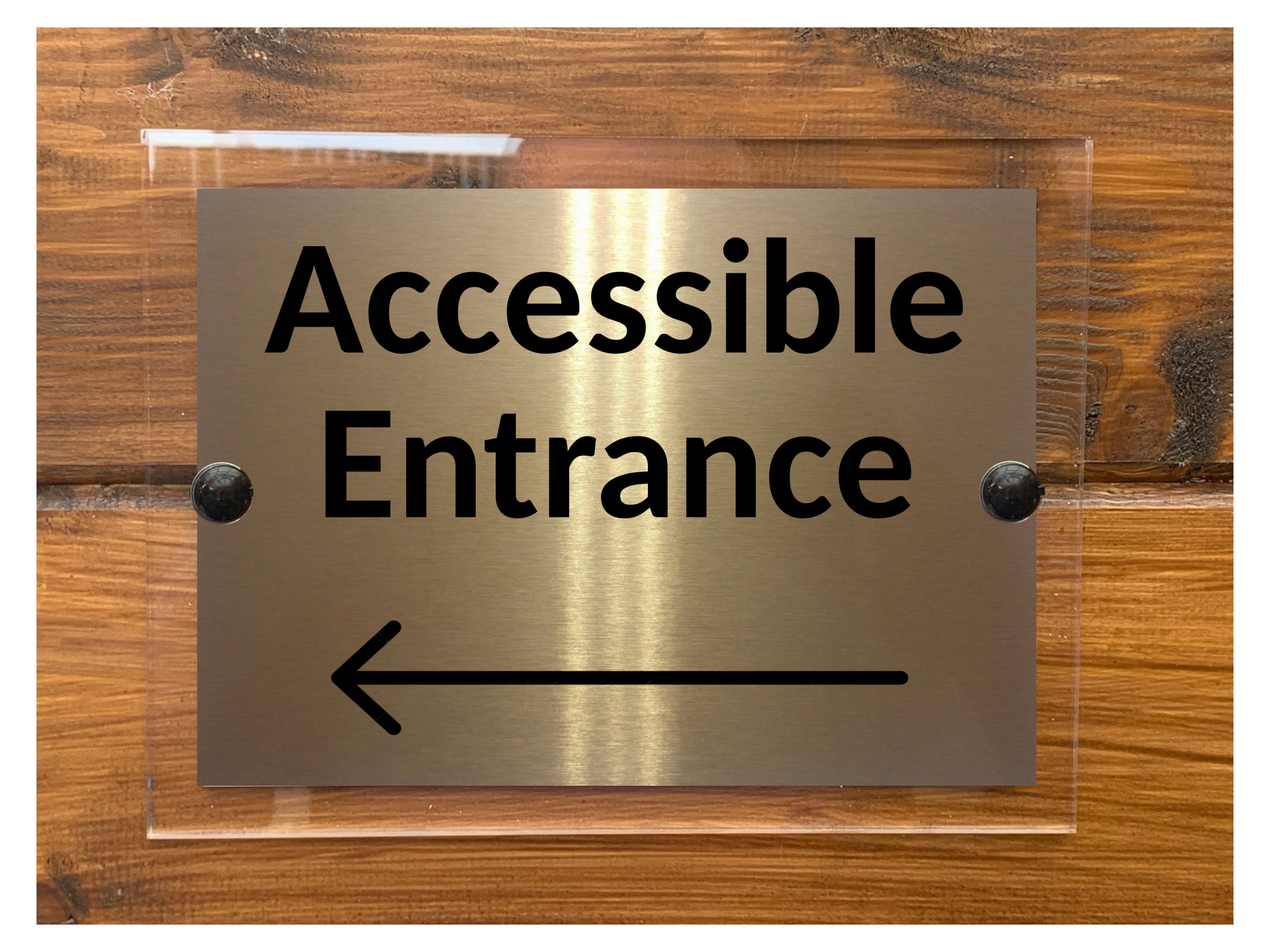M088 ACCESSIBLE ENTRANCE Arrow Direction Left Aluminium Acrylic Plaque Sign