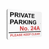 B193 Custom Personalised PRIVATE PARKING Number Metal Aluminium Plaque Sign