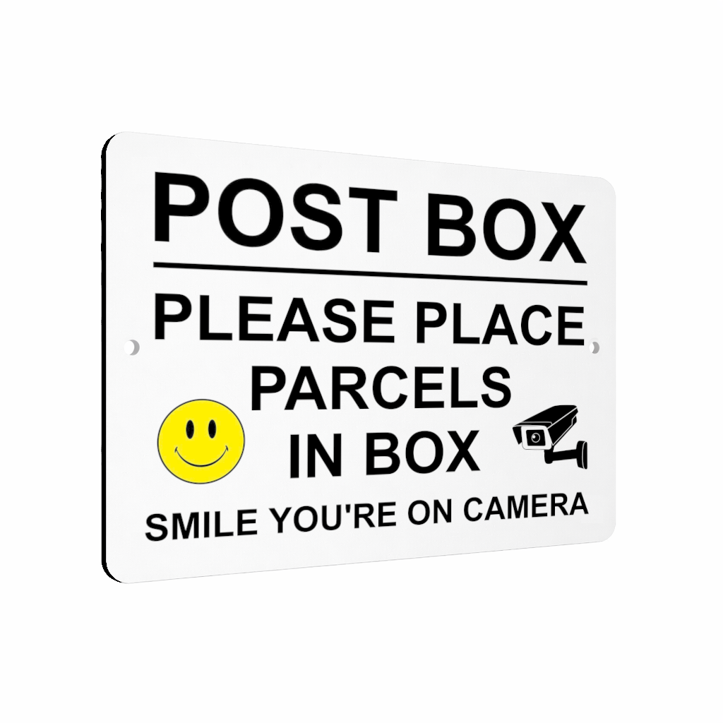 B152 POST BOX Smile Camera Metal Aluminium Plaque Sign Letters Parcels
