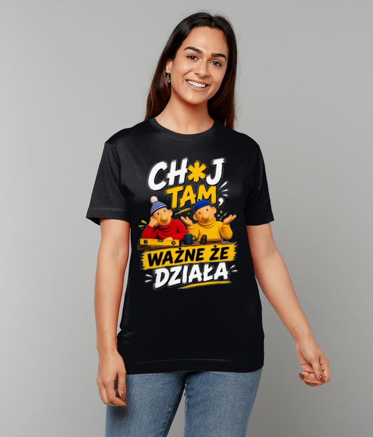 376 Sąsiedzi A CH*J TAM WAŻNE ŻE DZIAŁA Funny Polish T-shirt Tee
