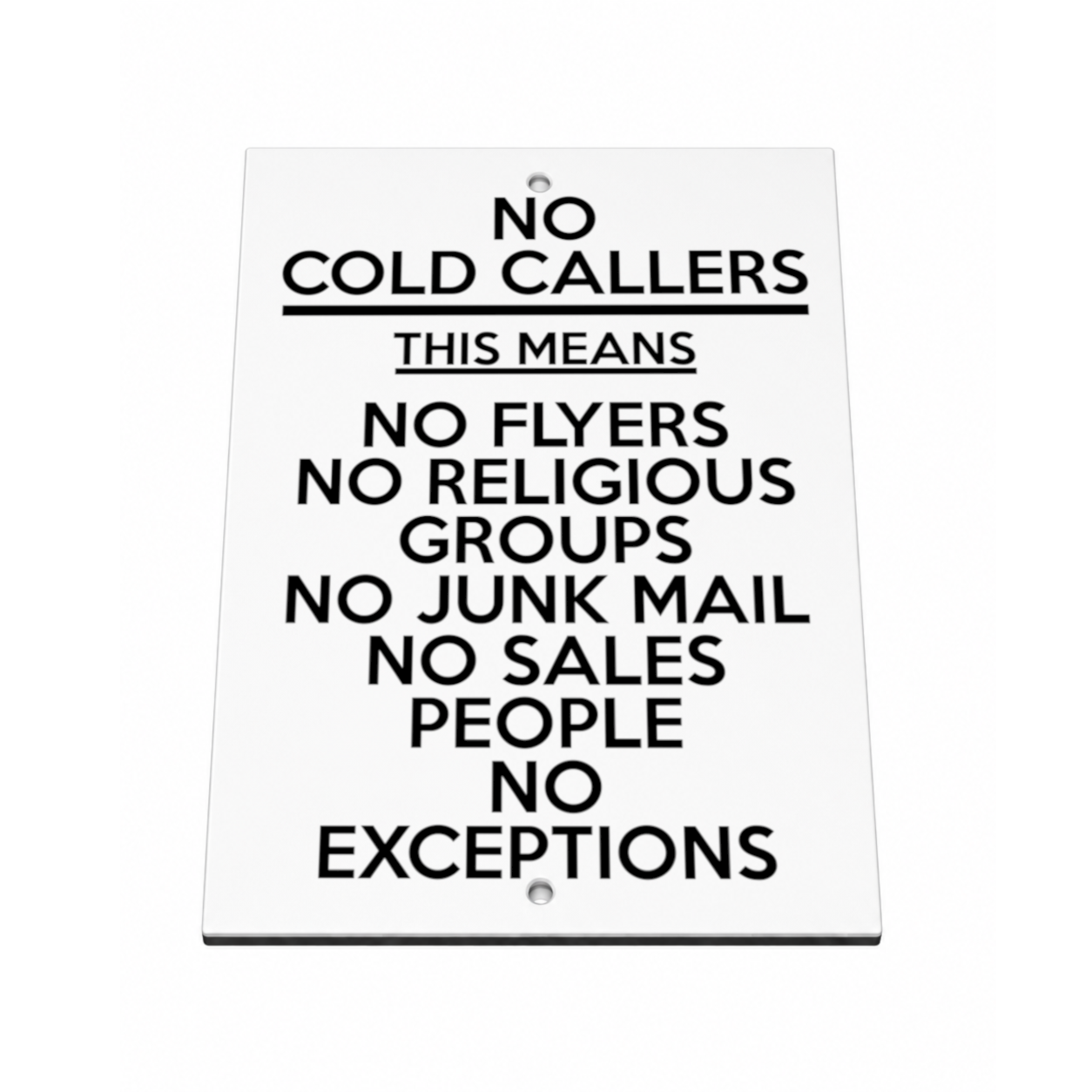 B241 NO COLD CALLERS FLYERS JUNK MAIL SALES PEOPLE Metal Aluminium Plaque Sign