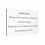 B167 PARCELS Covered by CCTV Metal Aluminium Plaque Sign Door House