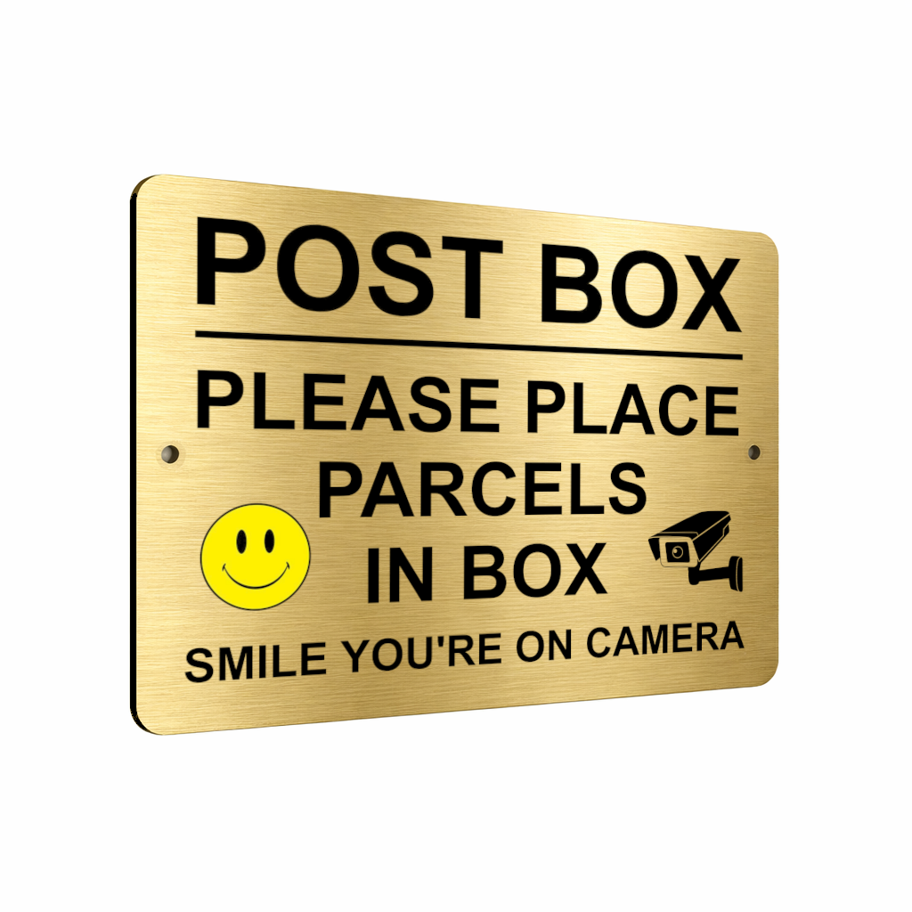 B152 POST BOX Smile Camera Metal Aluminium Plaque Sign Letters Parcels