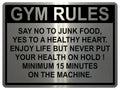 2227 GYM RULES Safety Funny Door Wall Fitness Metal Aluminium Plaque Sign