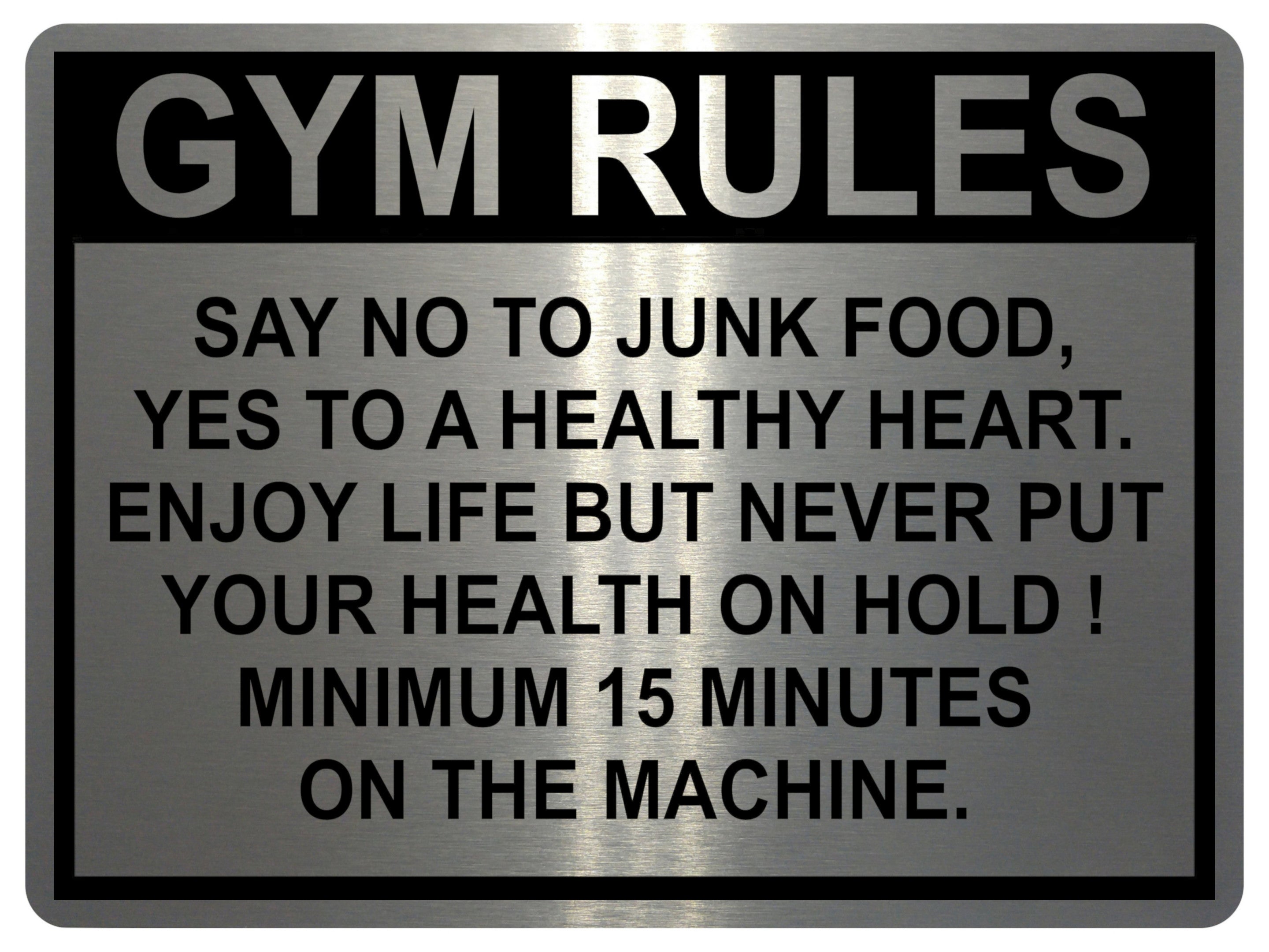 2227 GYM RULES Safety Funny Door Wall Fitness Metal Aluminium Plaque Sign