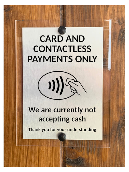 M084 Card And Contactless Payments Only No Cash Metal Aluminium Acrylic Plaque Sign