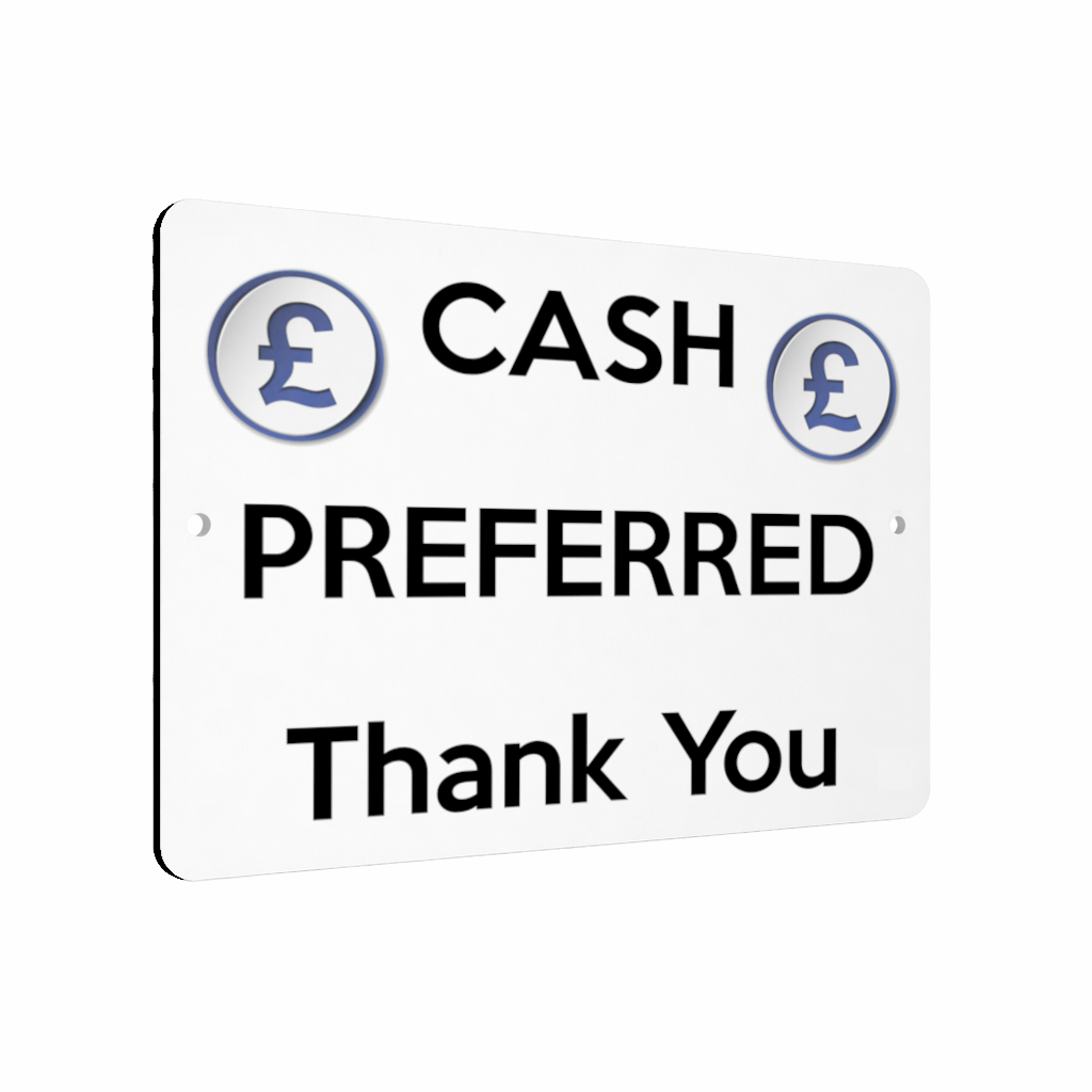 B223 CASH PREFERRED Thank You Metal Aluminium Composite Plaque Sign Door Shop