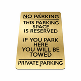 B201 NO PARKING THIS SPACE IS RESERVED PRIVATE Aluminium Metal Plaque Sign