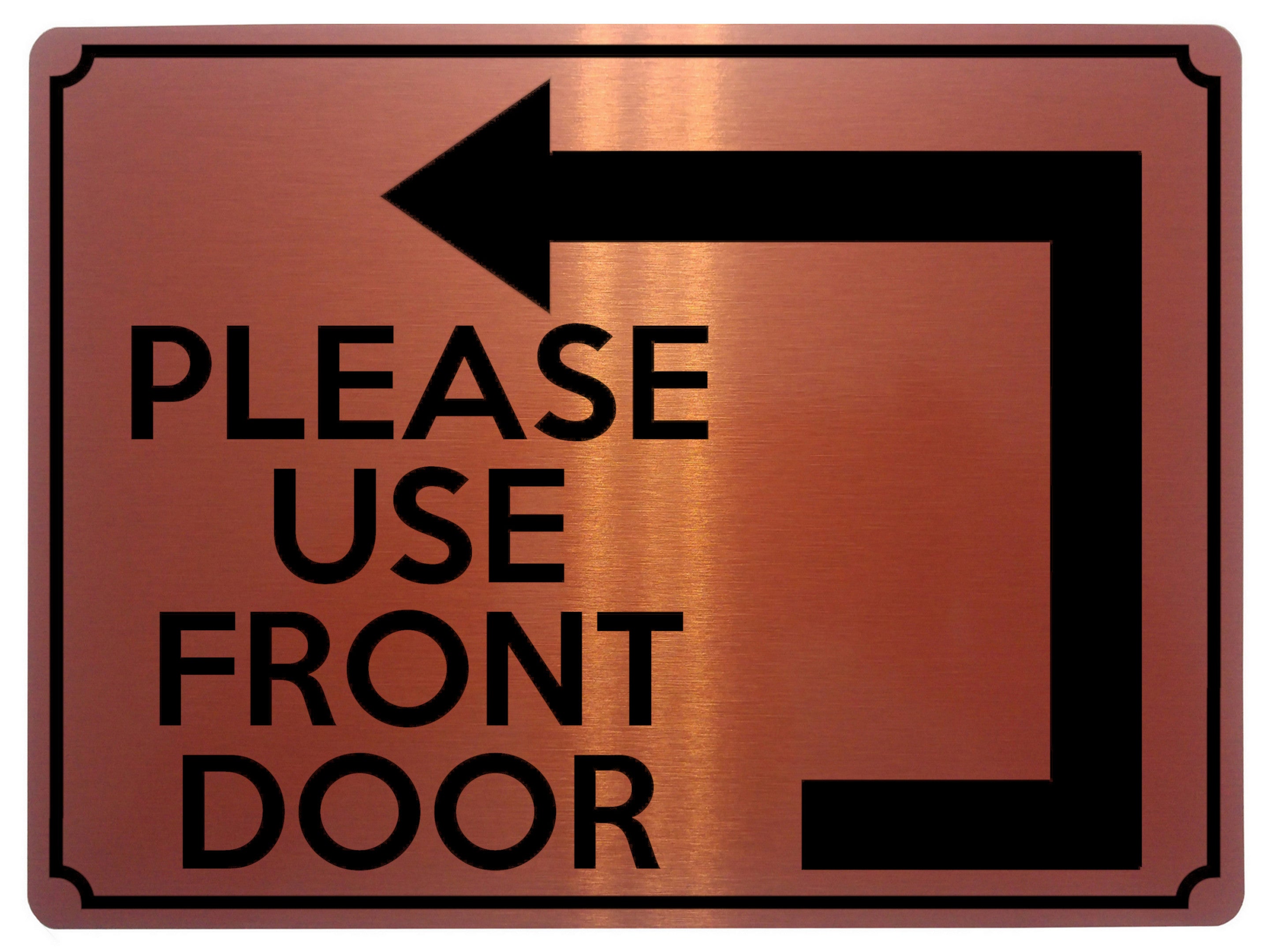 1956 PLEASE USE FRONT DOOR Arrow Direction Left Gate Metal Aluminium Plaque Sign
