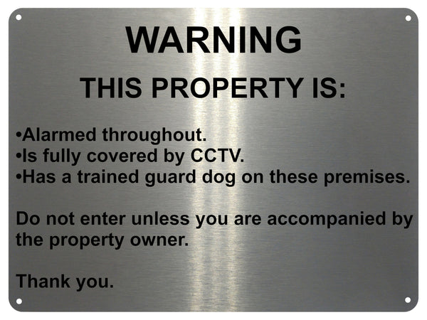 UV396 WARNING THIS PROPERTY IS ALARMED CCTV Door Aluminium Plaque Sign A4 Size