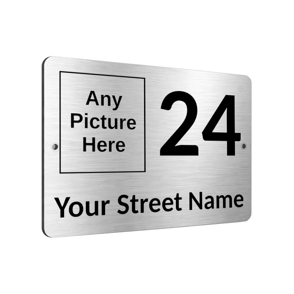 B140 Custom Personalised Address Any Photo Metal Aluminium Plaque Sign Door