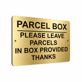 B157 PARCEL BOX Metal Aluminium Plaque Sign Door House Office Letters