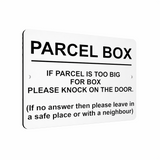 B187 PARCEL BOX Please Knock Leave In a Safe Place Aluminium Metal Plaque Sign