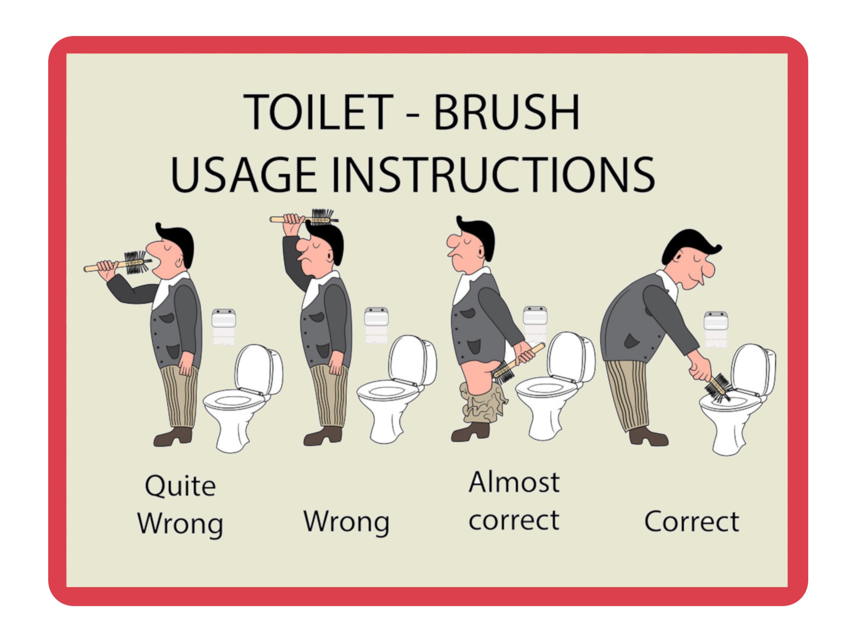 2433 Toilet Brush Usage Instructions Funny Metal Aluminium Plaque Sign