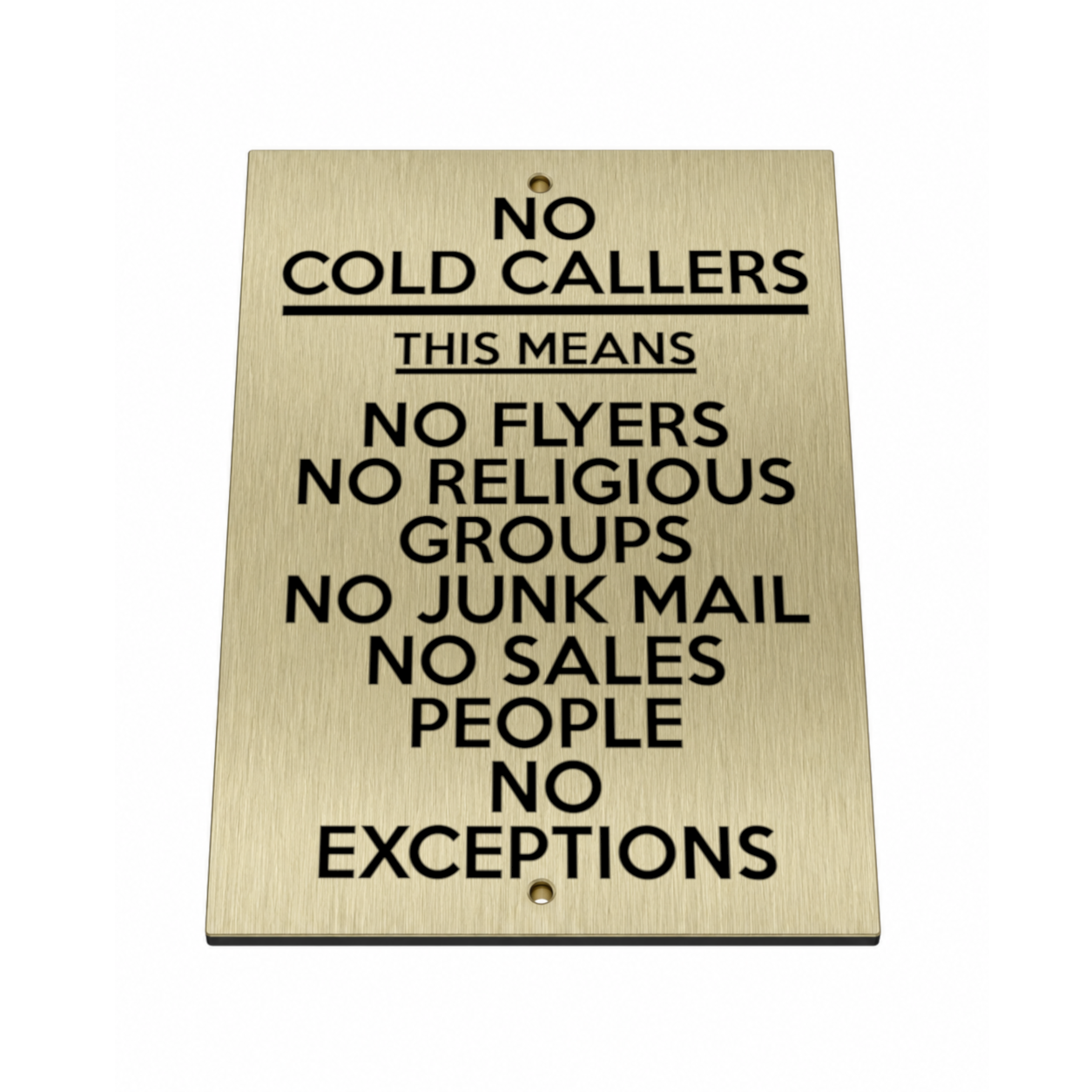 B241 NO COLD CALLERS FLYERS JUNK MAIL SALES PEOPLE Metal Aluminium Plaque Sign