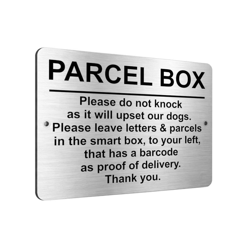 B188 PARCEL BOX Do not Knock Smart Box Letters Aluminium Metal Plaque Sign