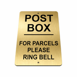 B164 POST BOX PLEASE RING BELL Metal Aluminium Plaque Sign For Door House